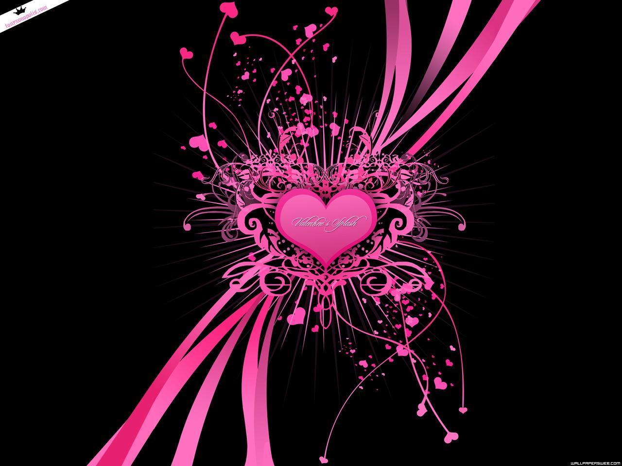 Pink and Black Heart Wallpaper on .wallpaperafari.com