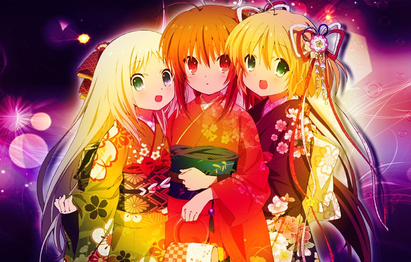 Wallpaper holiday, girls, Kawai .anime.goodfon.com