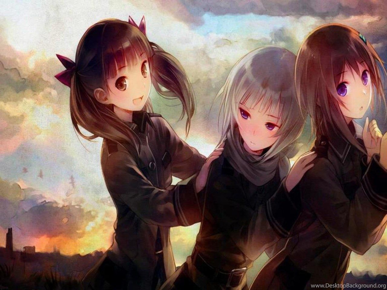 Three Anime Girl Friends On Beach Waves 4K HD Anime Friends Wallpapers  HD  Wallpapers  ID 90064