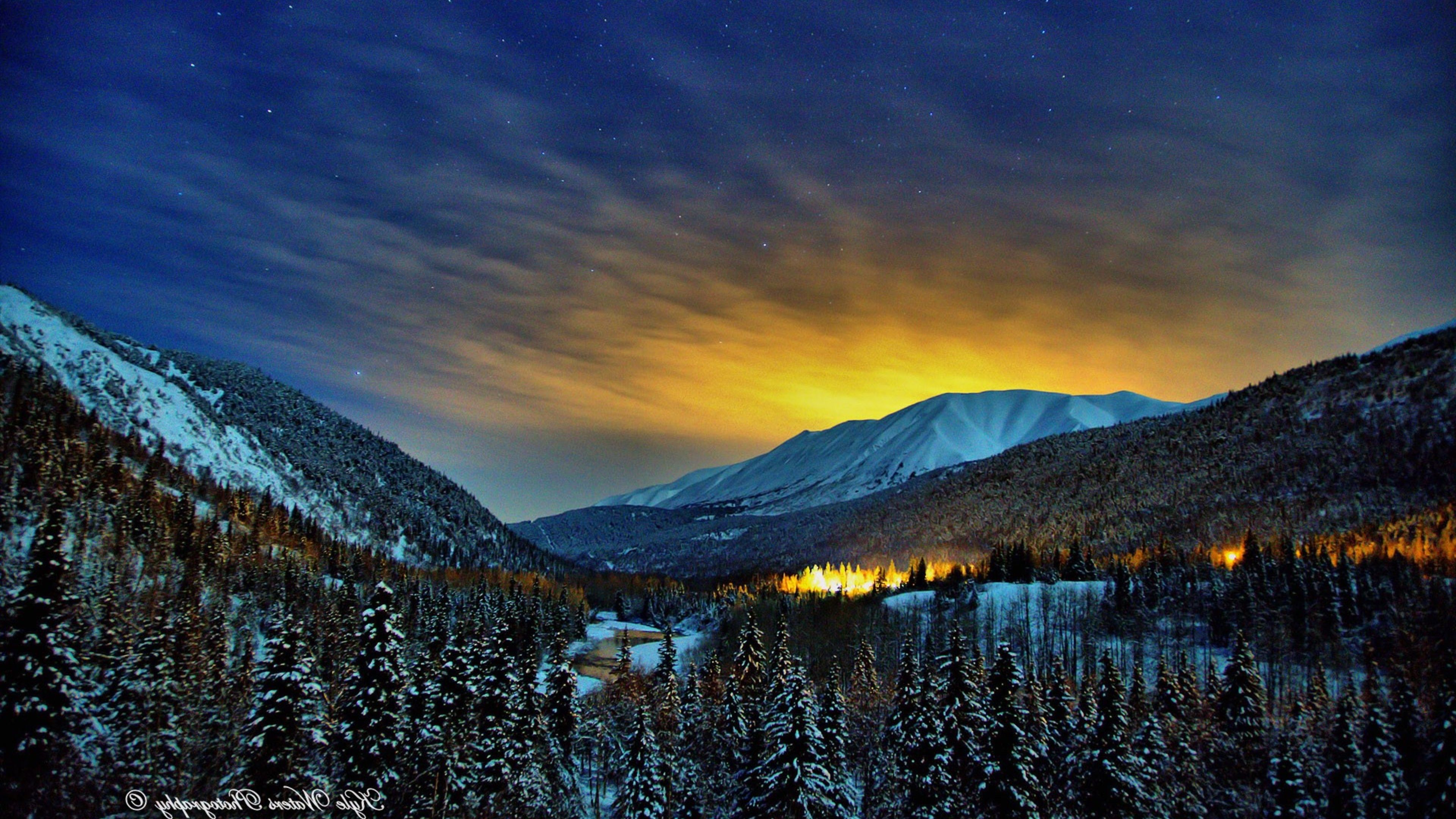 Wallpaper 4k Alaska Winter Nights Wallpaper