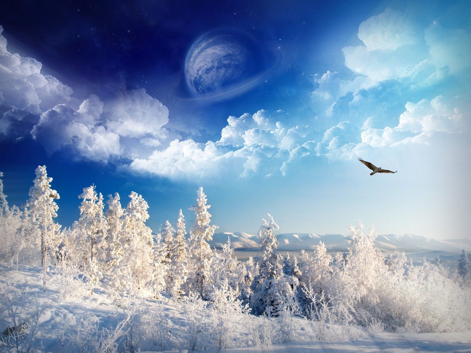 landscapes, winter, snow, outer space .sf.co.ua