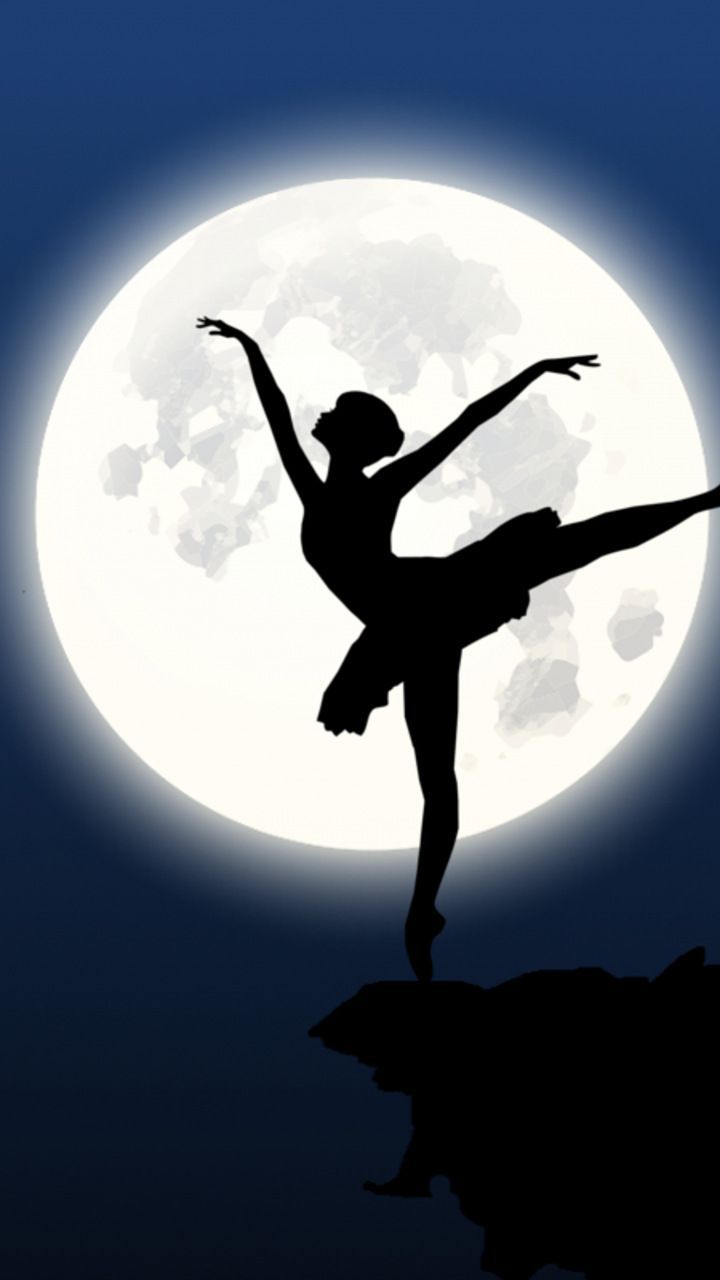 Ballerina, silhouette, moon, dance, 720x1280 wallpaper