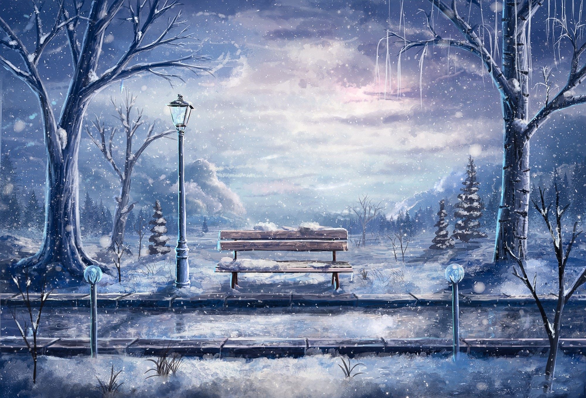 Winter Landscape Drawing Wallpapers - Wallpaper Cave