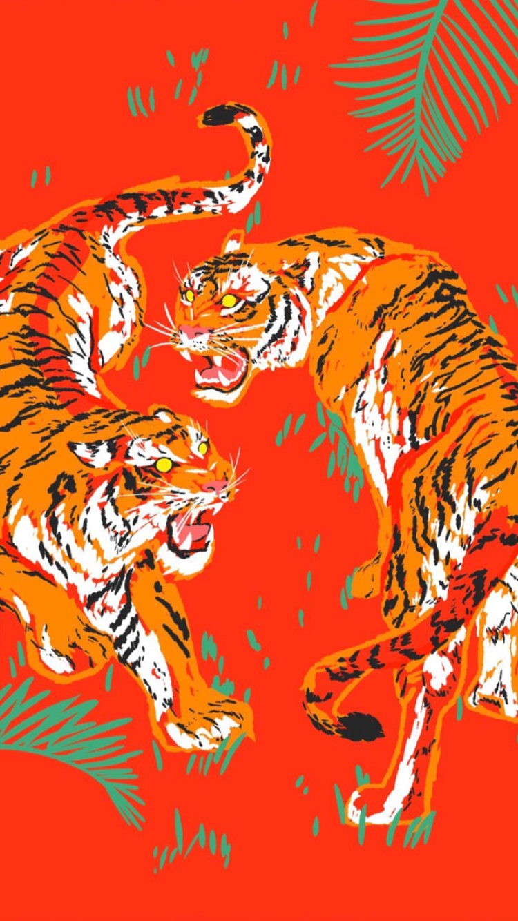 tiger wallpaper aesthetic orange red .com