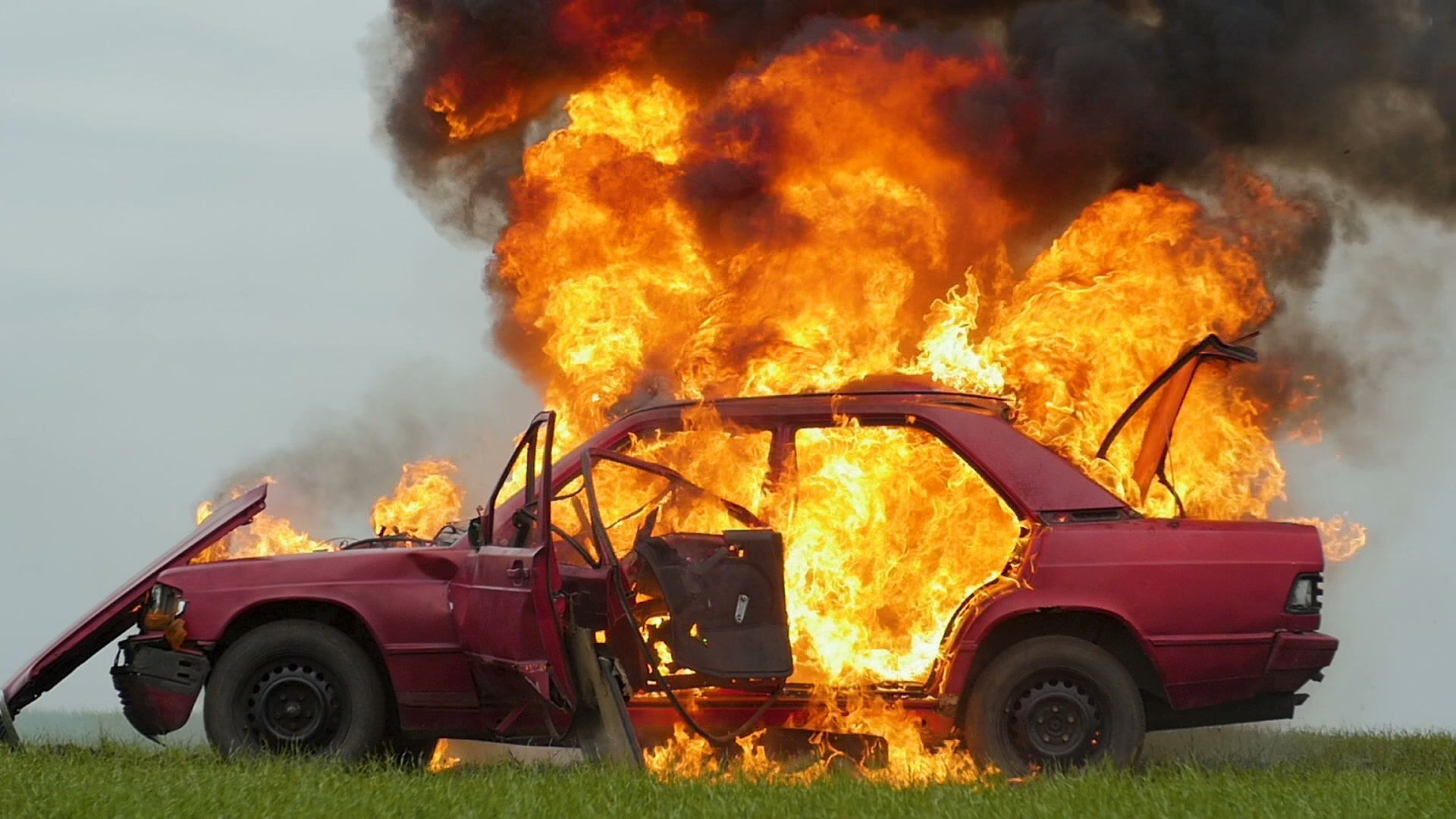 Car Explosion, Side View Stock Footage .com