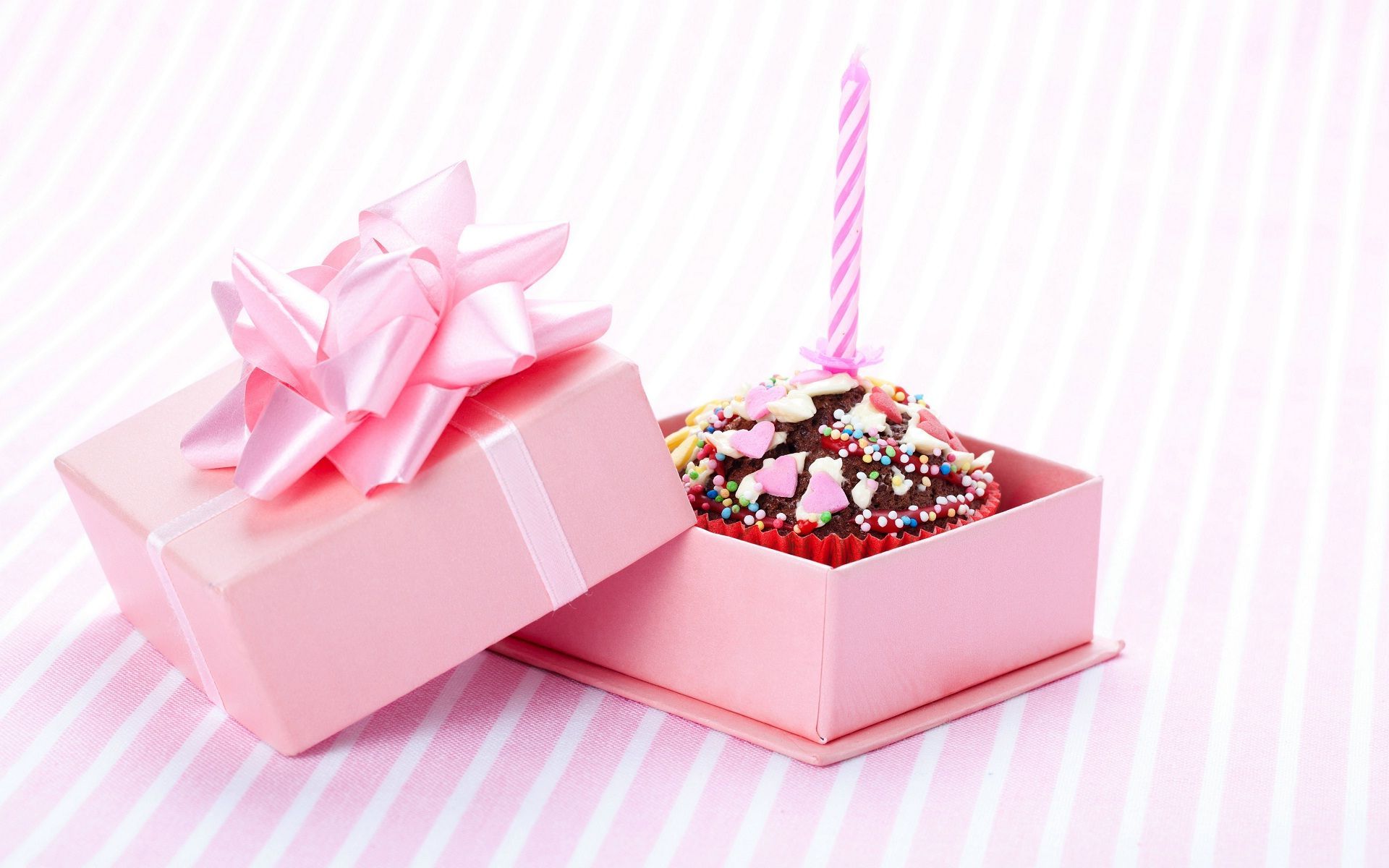 Happy Birthday cake in pink gift box .com