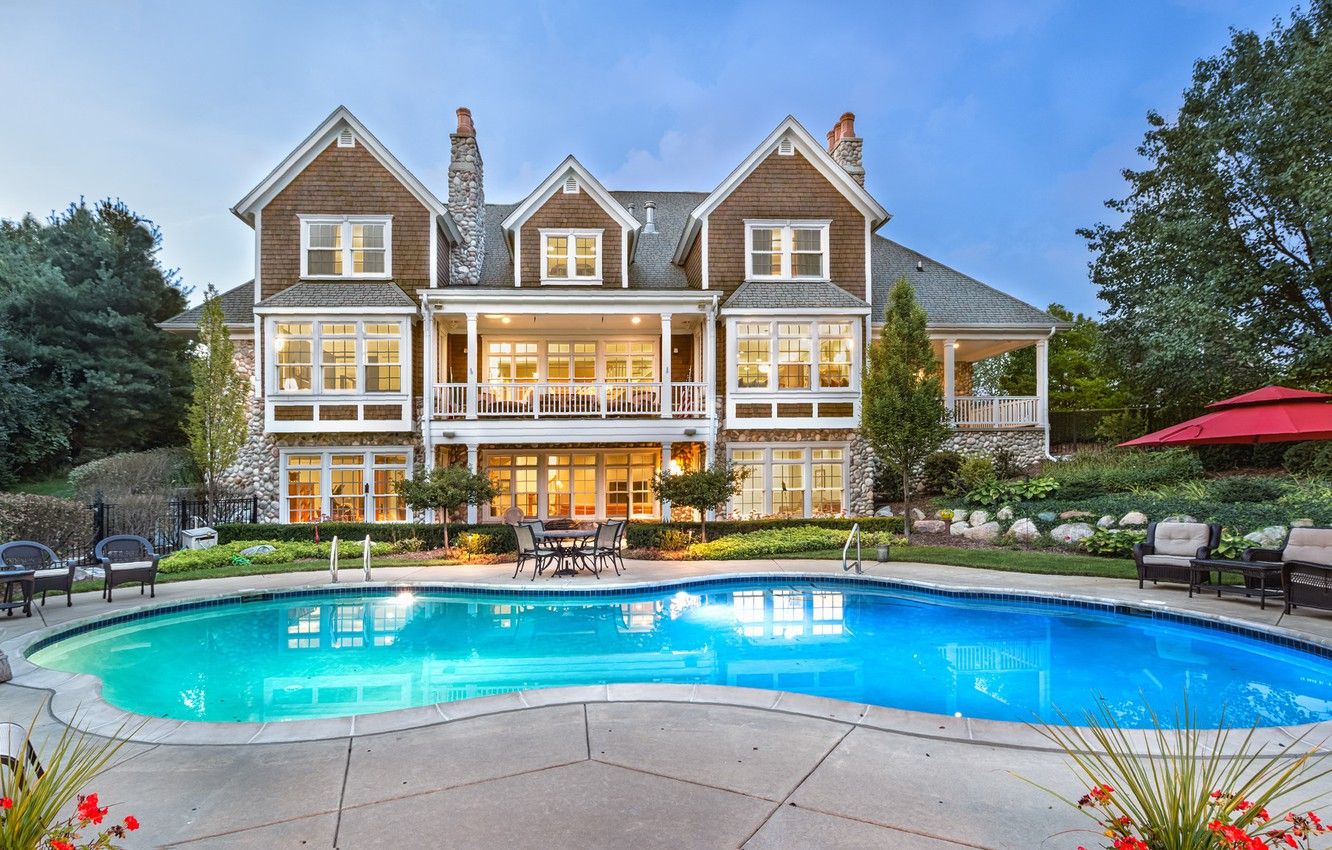 Wallpaper design, house, Villa, pool .goodfon.com