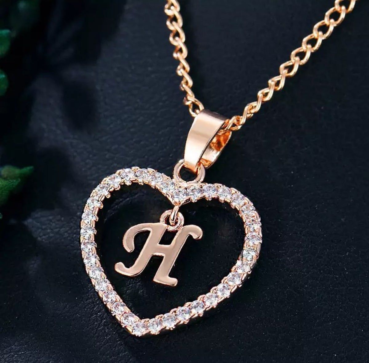 Heart Initial Necklace (H). Letter .com