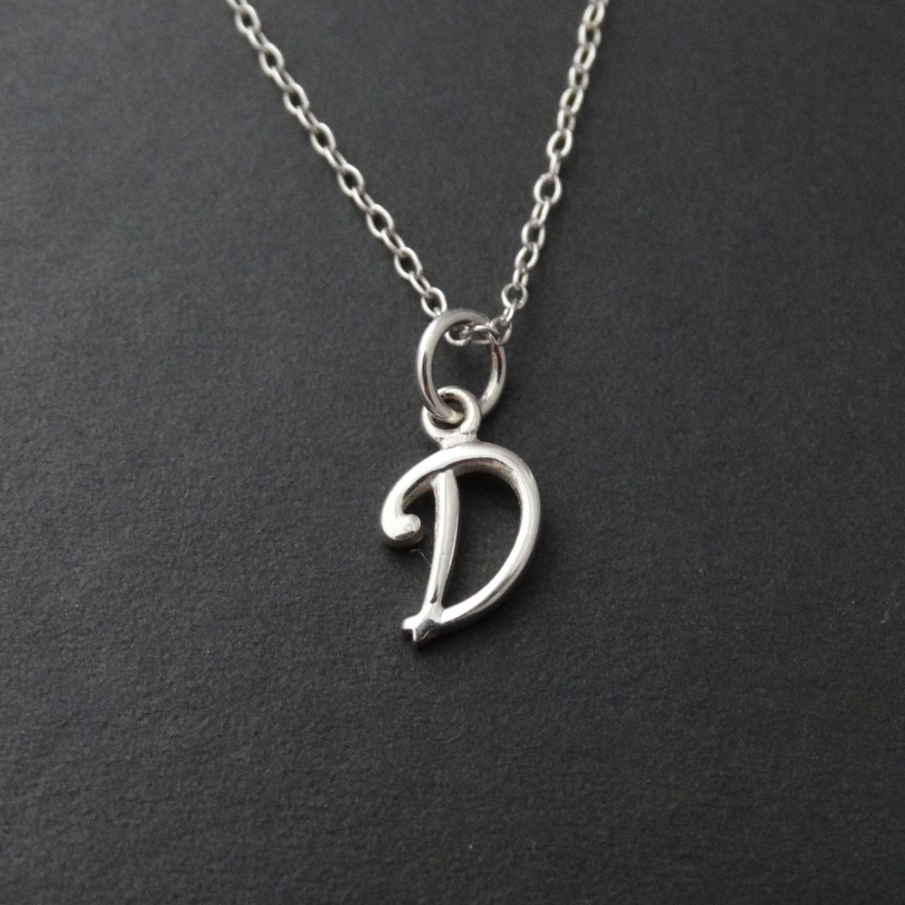 Tiny Initial Letter D Necklace .com