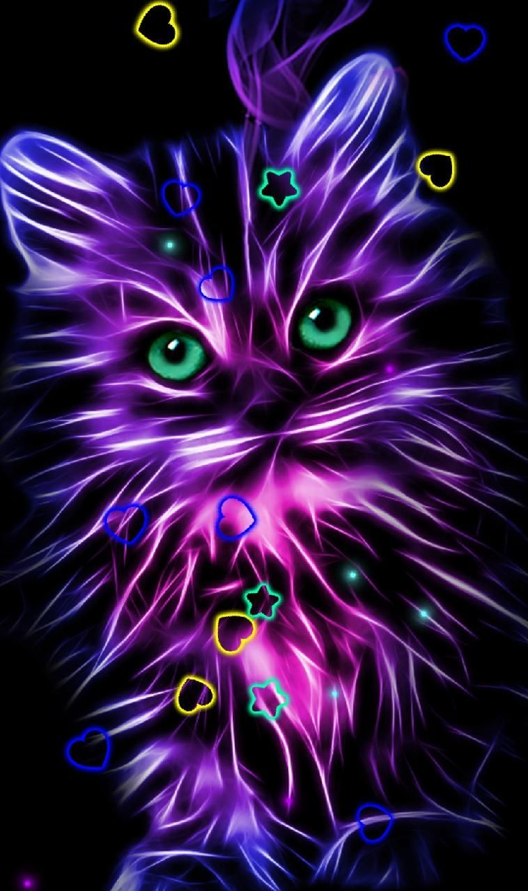 Download Neon Kitty Wallpaper by Randy03p now. Browse millions of popular elegance Wallpa. Neon cat, Animal wallpaper, Cute galaxy wallpaper