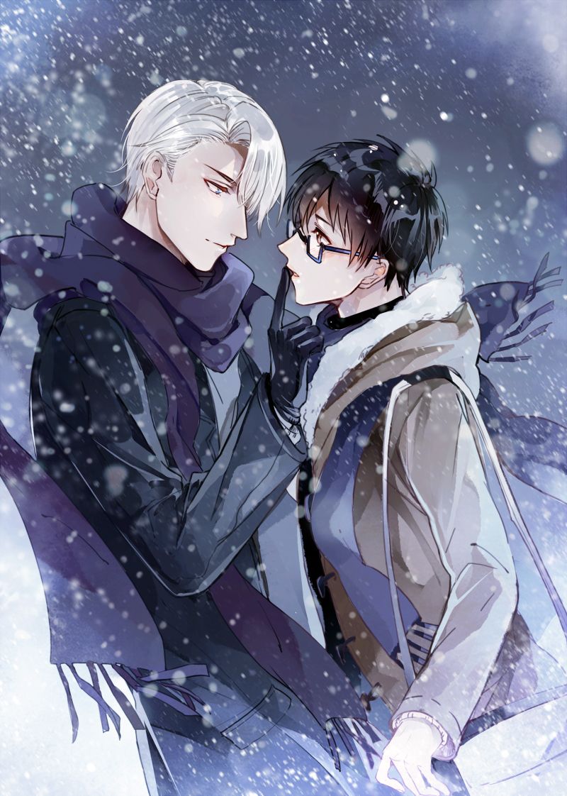 Yuri On Ice, beijo, casal, gelo, HD phone wallpaper