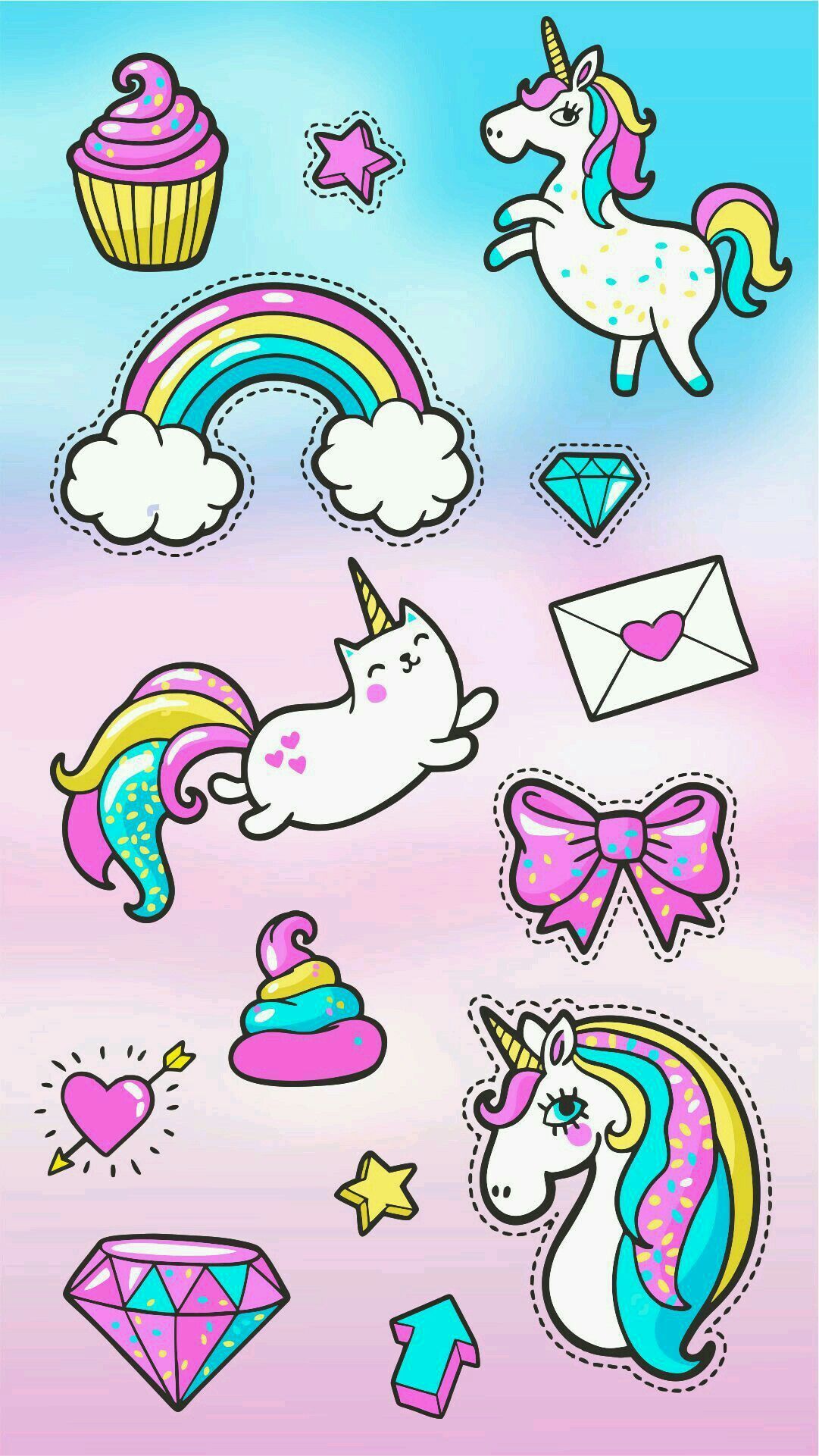 Unicorn Rainbow Emoji Wallpaperwalpaperlist.com