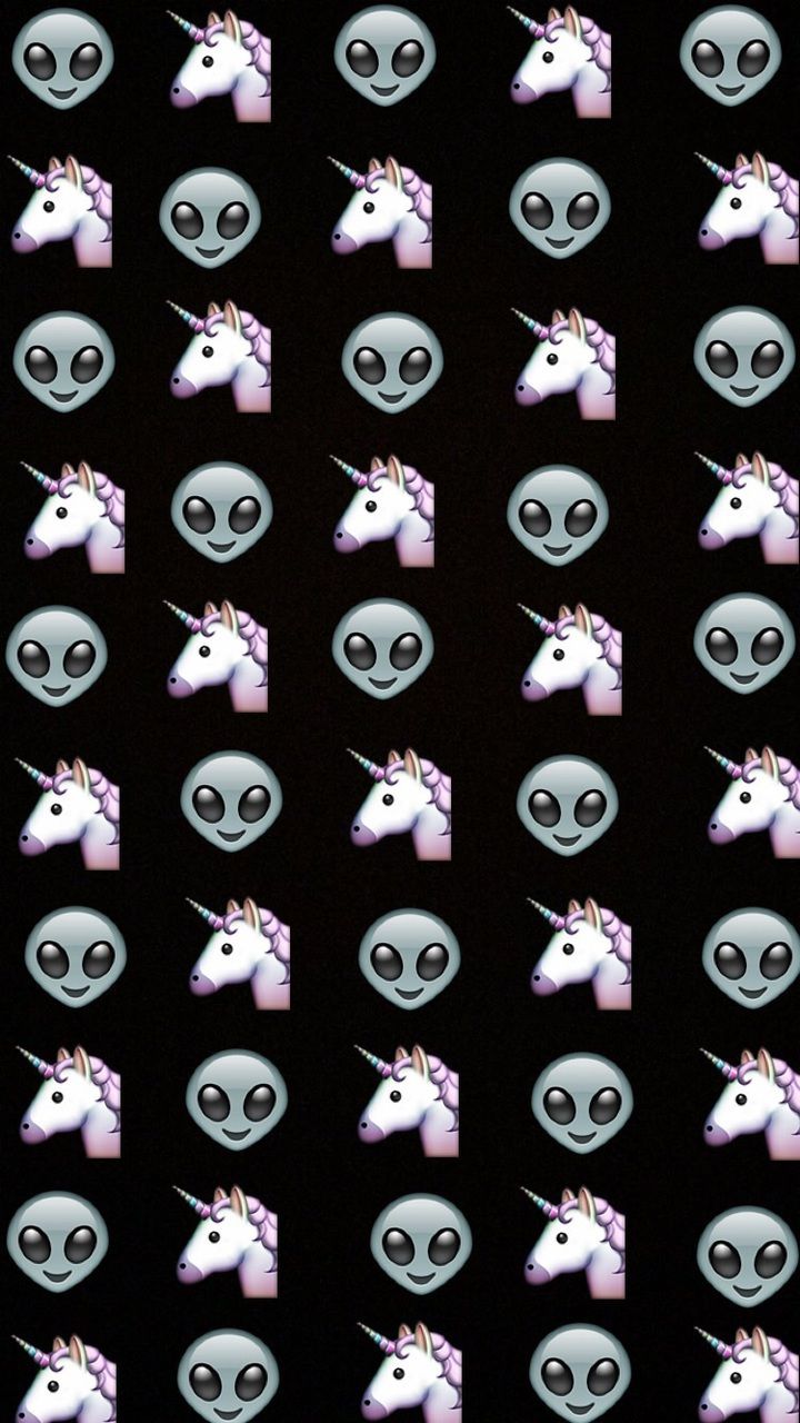 Unicorn, Wallpaper, And Alien Image Emoji Black Background