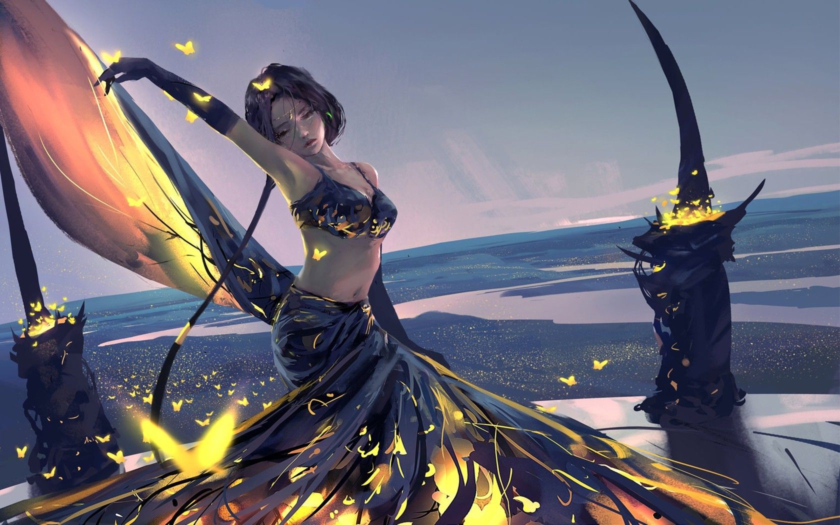 WLOP, Painting, Ghost Blade, Fantasy .wallup.net