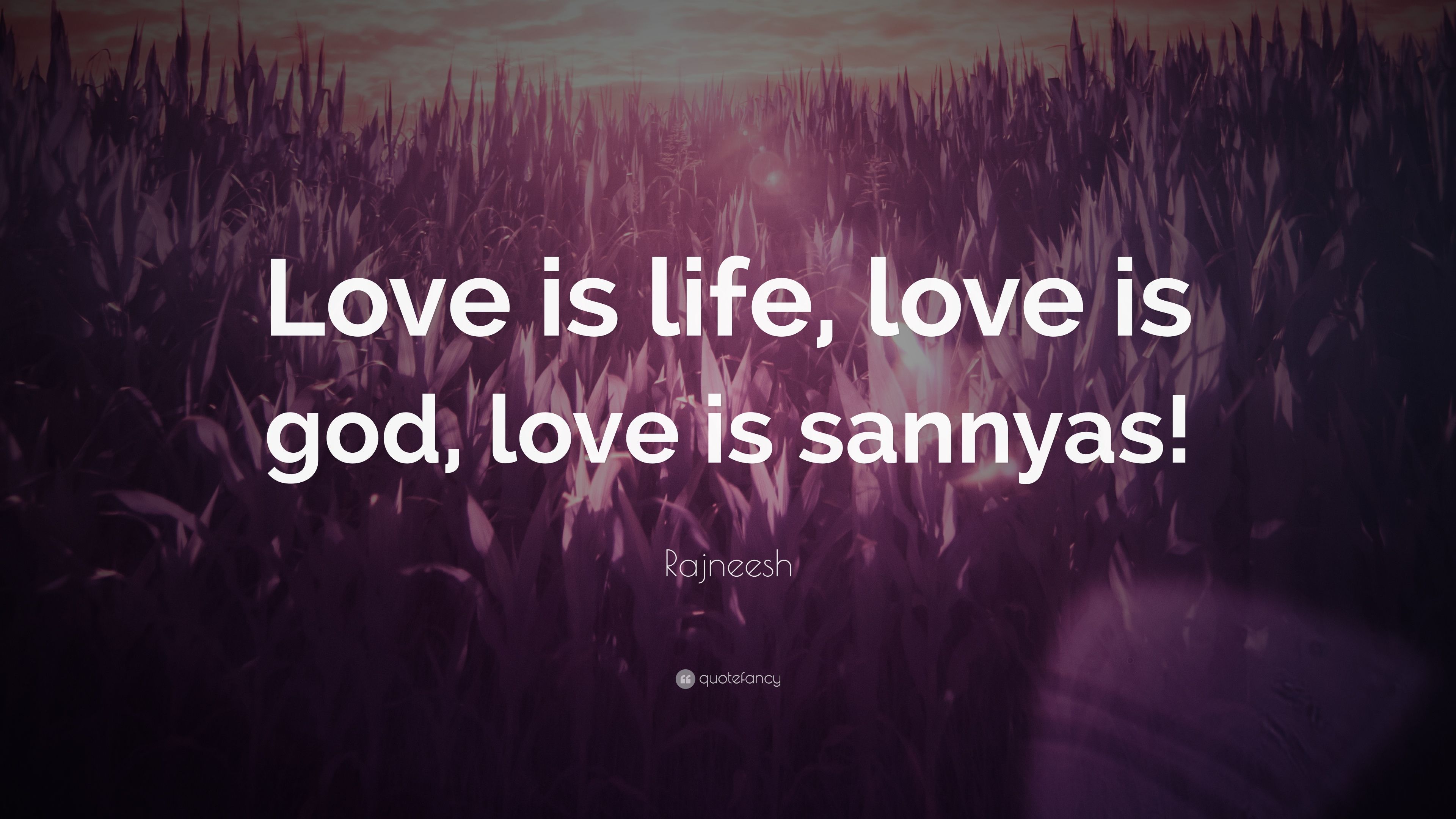 Rajneesh Quote: “Love is life, love is .quotefancy.com