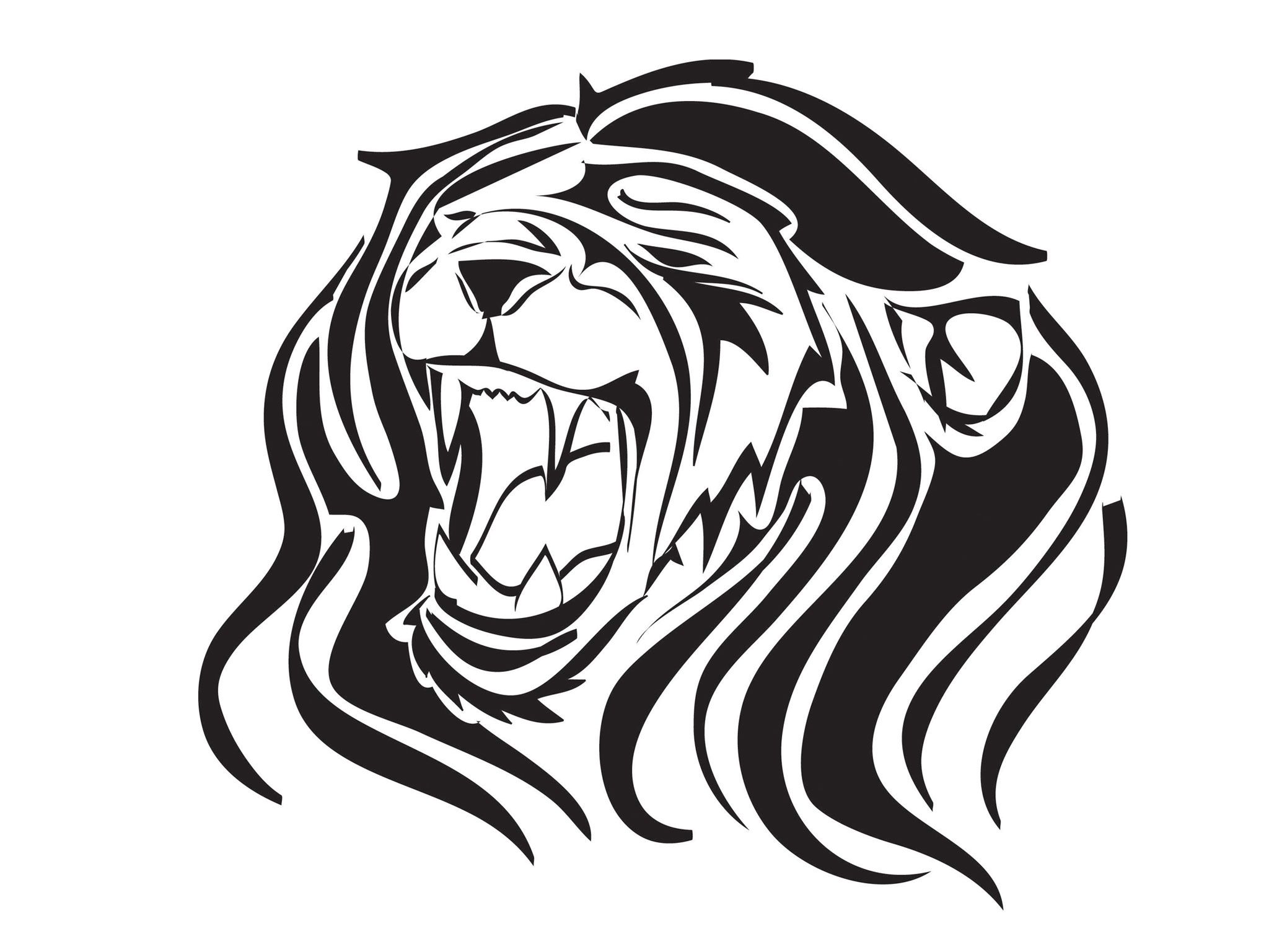 Free Black And White Roaring Lion .clipart Library.com
