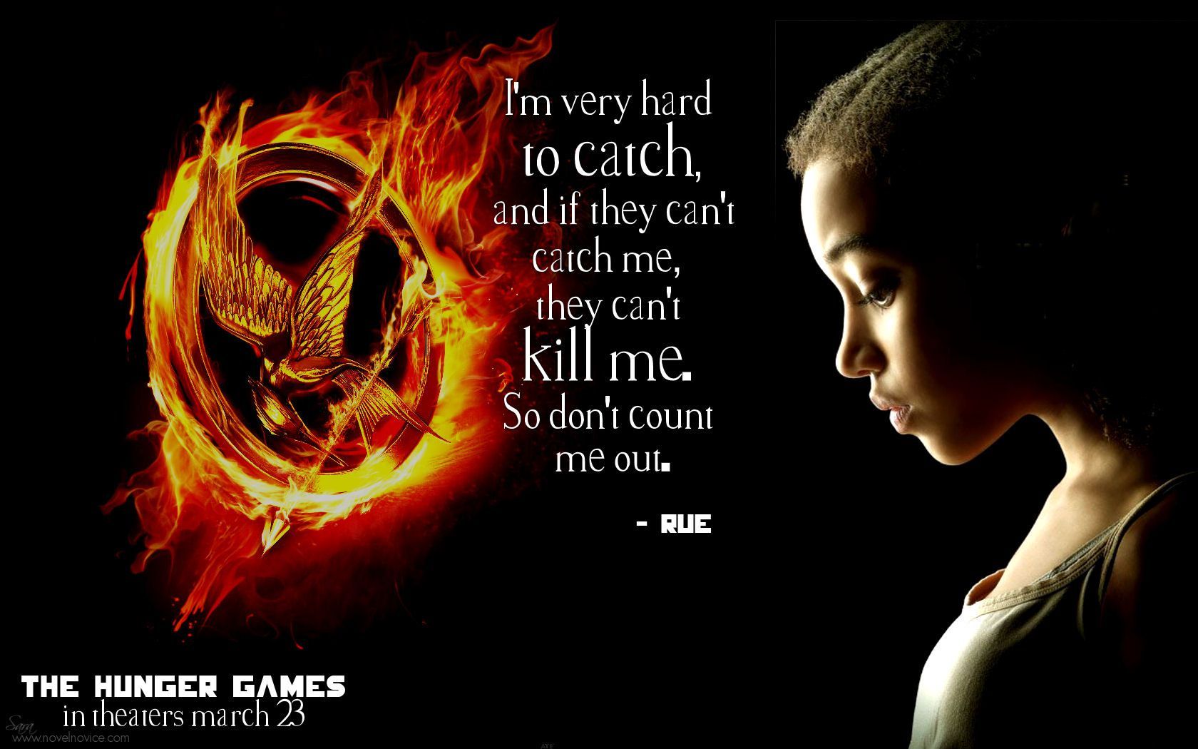 The Hunger Games Movie: Character Desktop Wallpaper. Hunger games quotes, Rue hunger games, Hunger games
