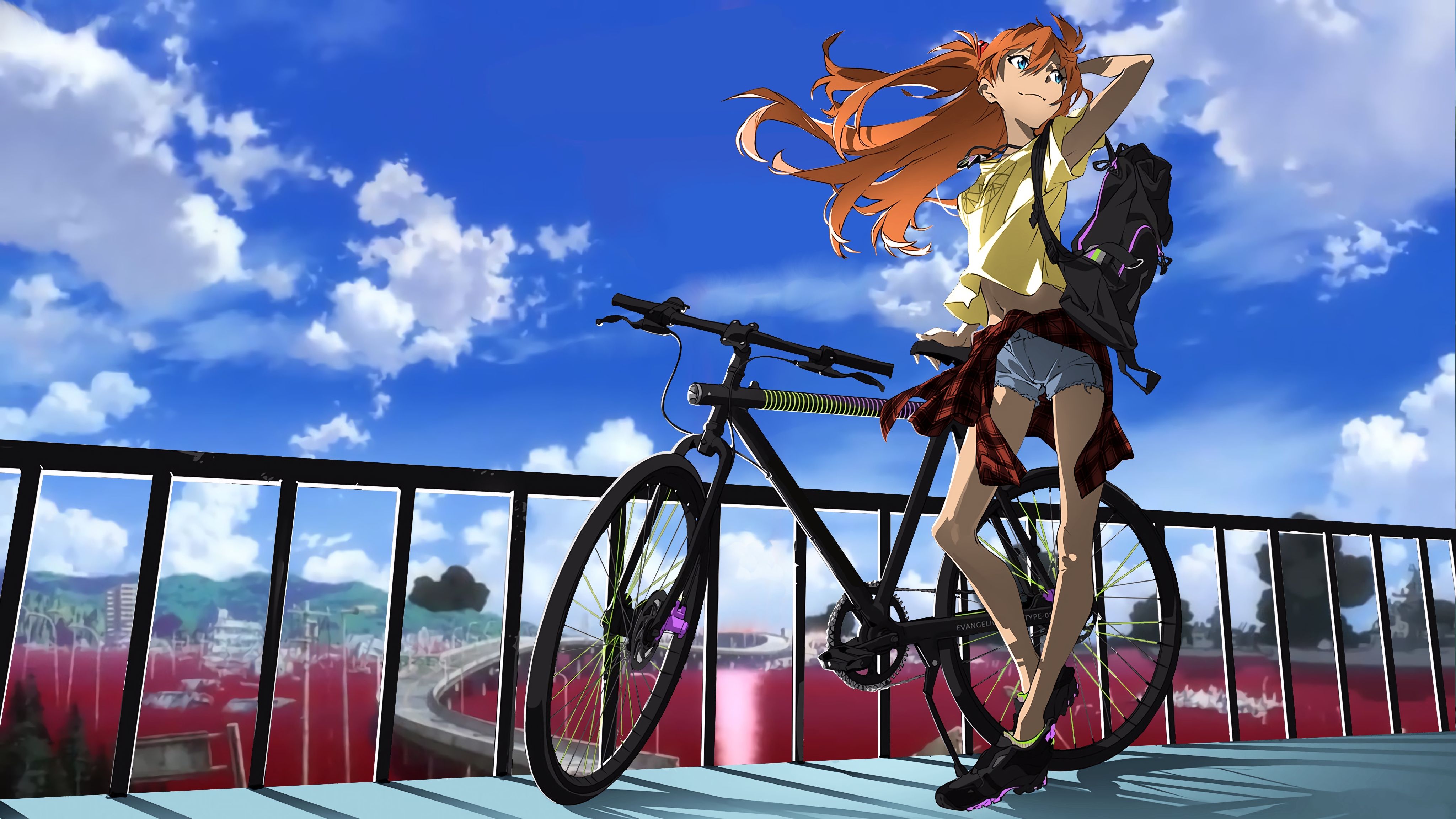 Asuka Langley on bike Anime Wallpaper .xtrafondos.com
