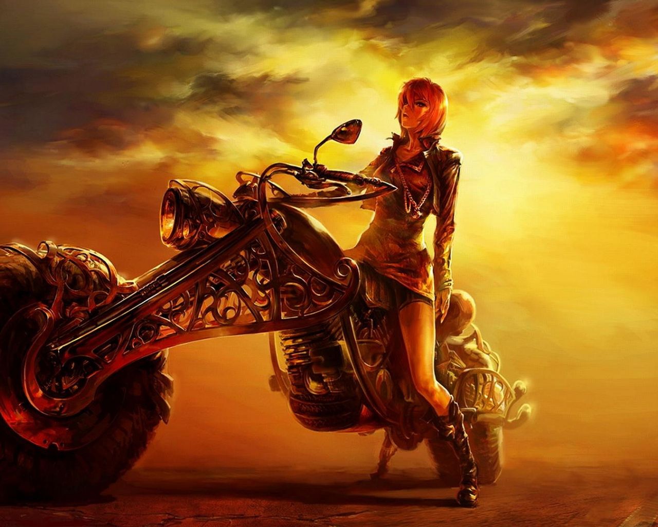 Anime Girl On Motorcycle Wallpaper Wallpaper HD