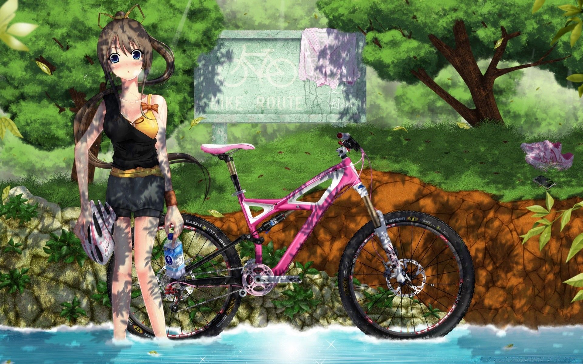 Anime Student Girl Bike Scenery 4K Wallpaper #4.640