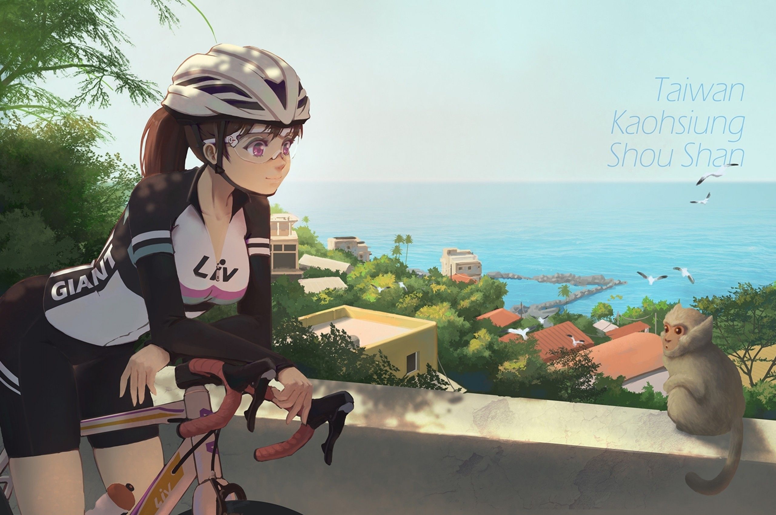 Download 2560x1700 Anime Girl, Bicycle .wallpapermaiden.com