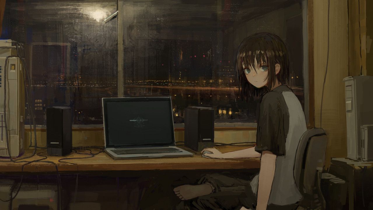 Night Nerd Anime Girl HD Anime Wallpaperetwallpaper.com
