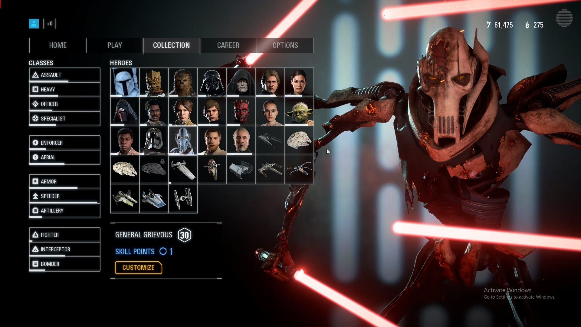 general grievous red lightsabers