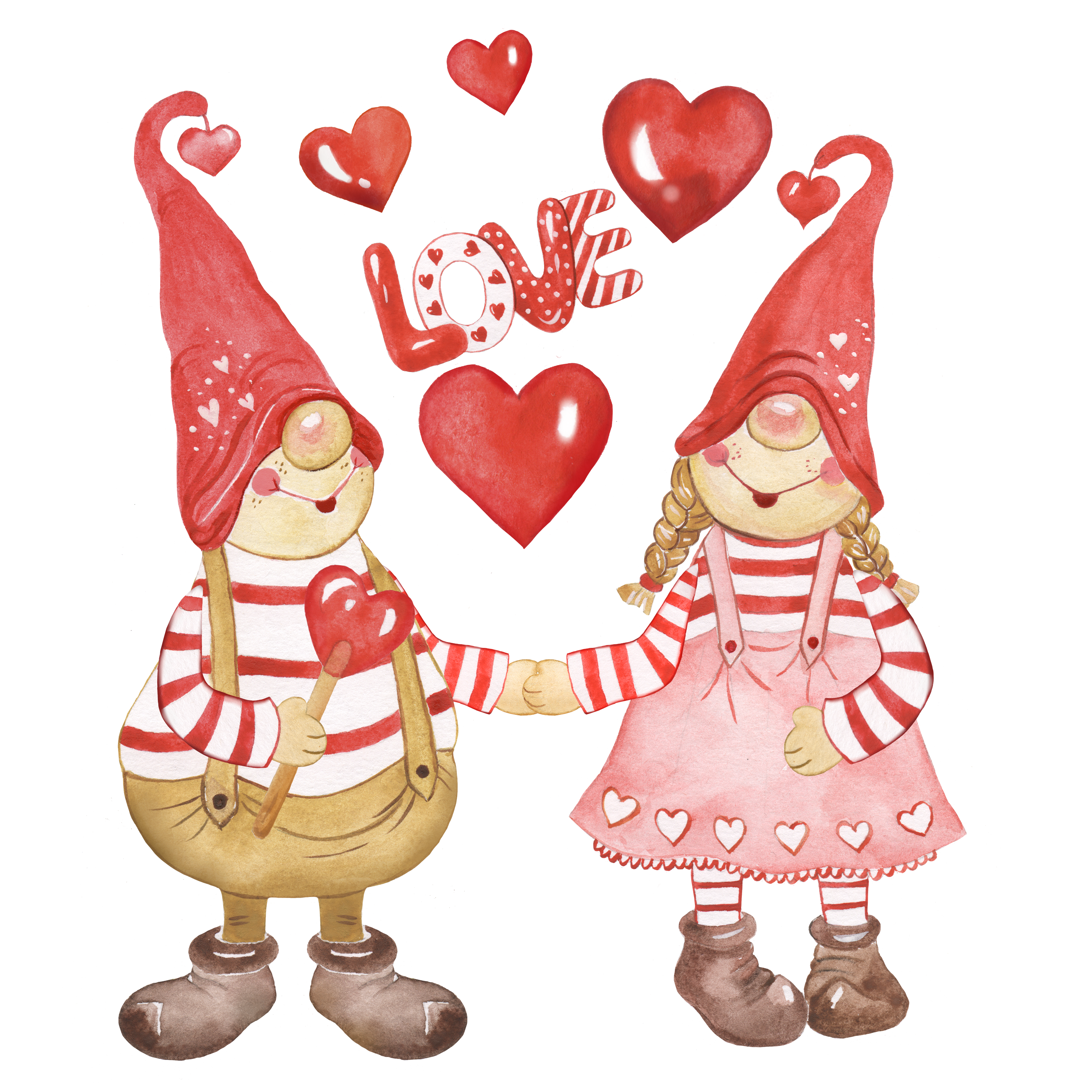 Premium Vector  Cute gnome happy valentines day clipart  Happy  valentines day clipart Valentines day clipart Watercolor birthday cards