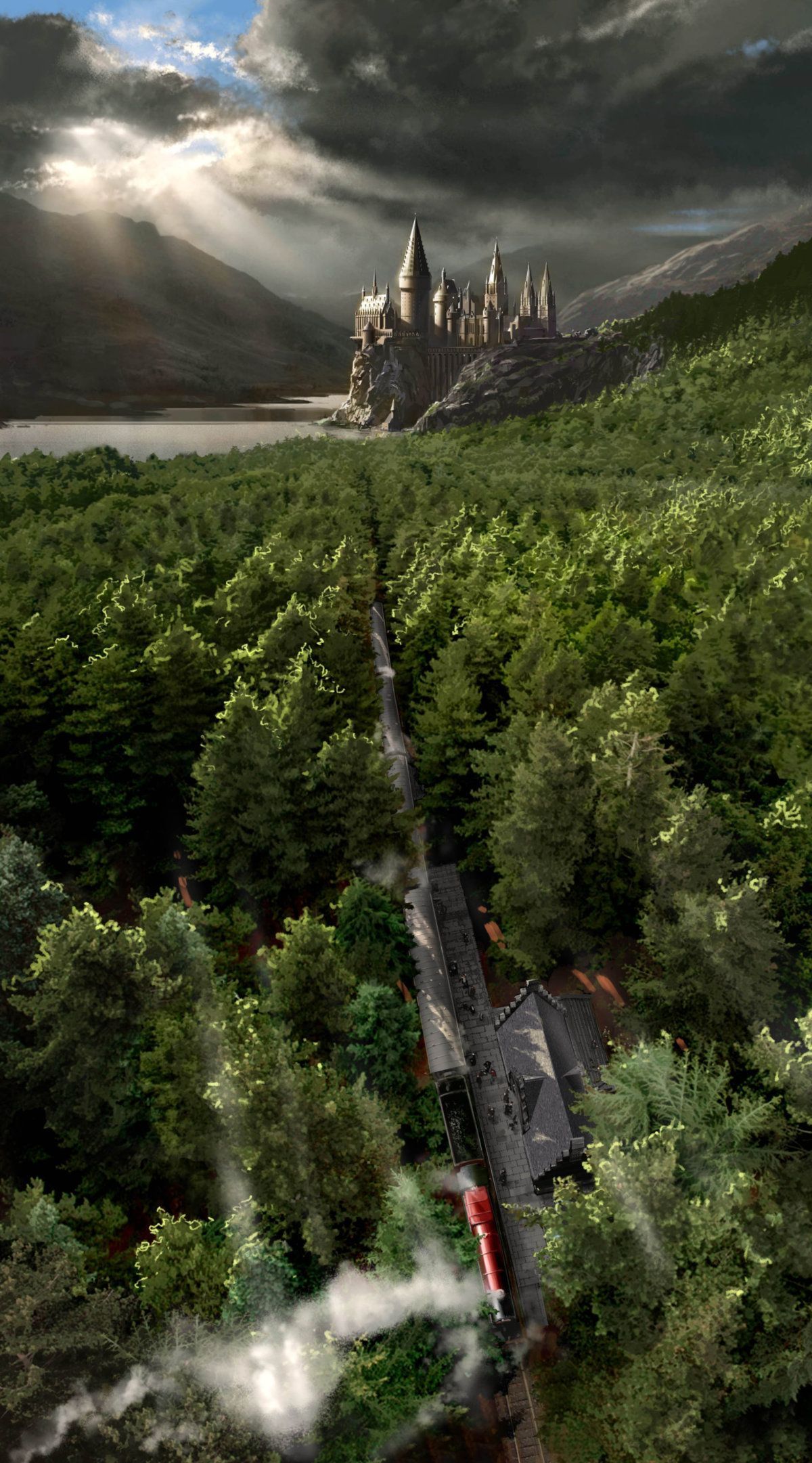 A view of Hogwarts school and Hogsmeade .co.com