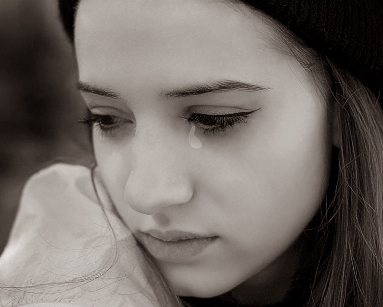 very sad crying girl