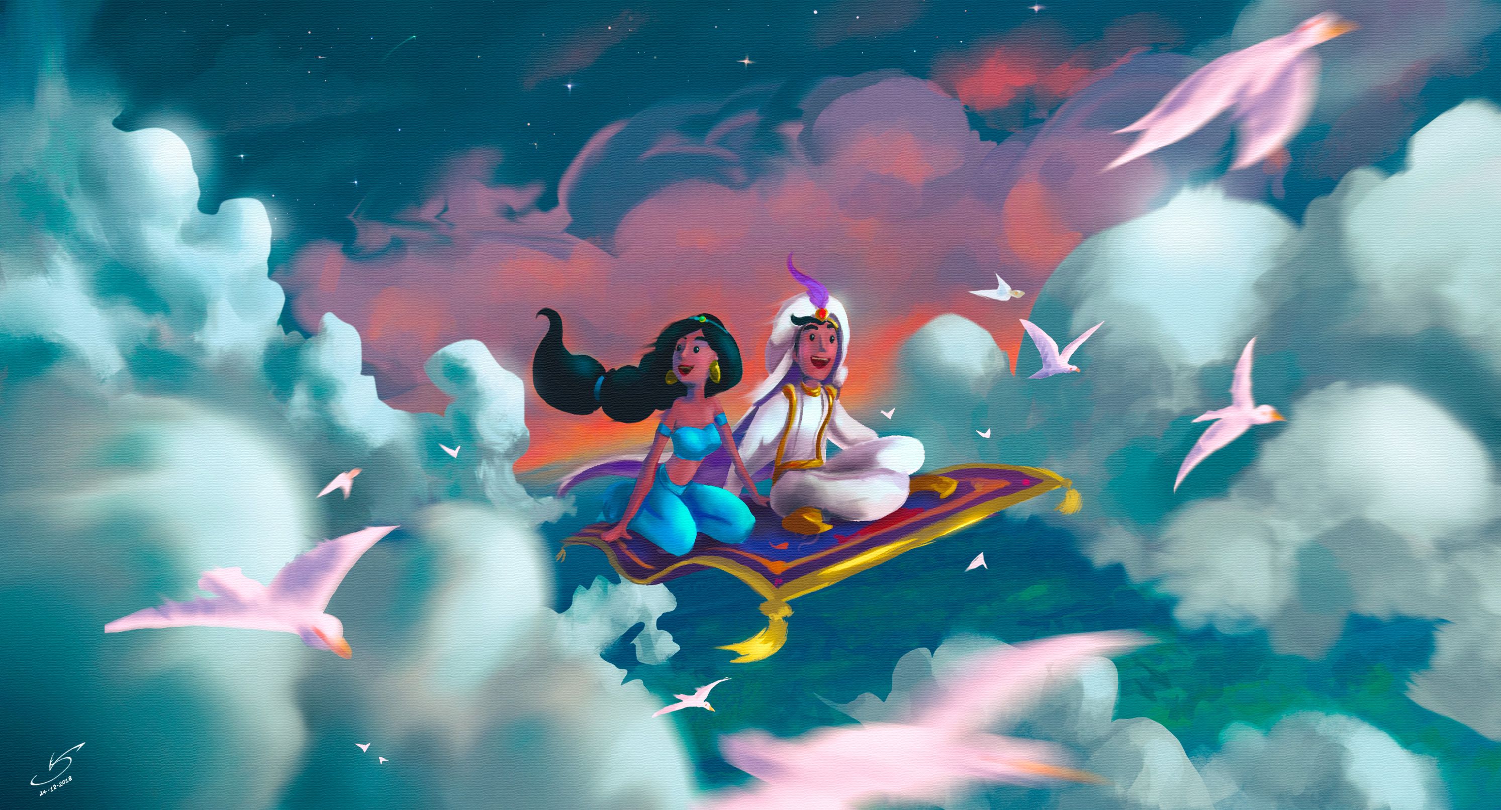 Aladdin And Jasmine Art, HD Artist, 4k Wallpaper, Image, Background, Photo and Picture