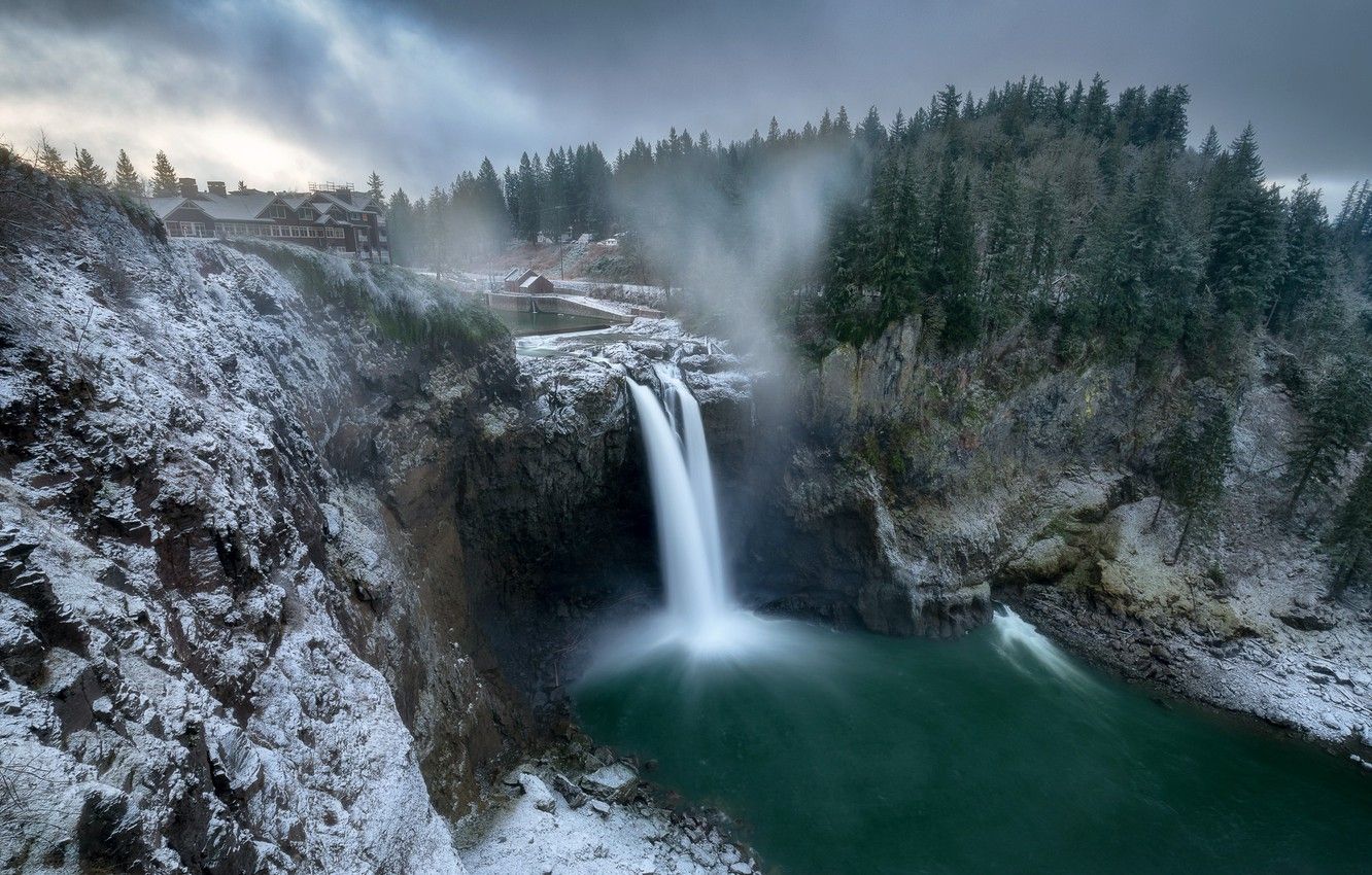 Wallpaper winter, waterfall, Washington .goodfon.com