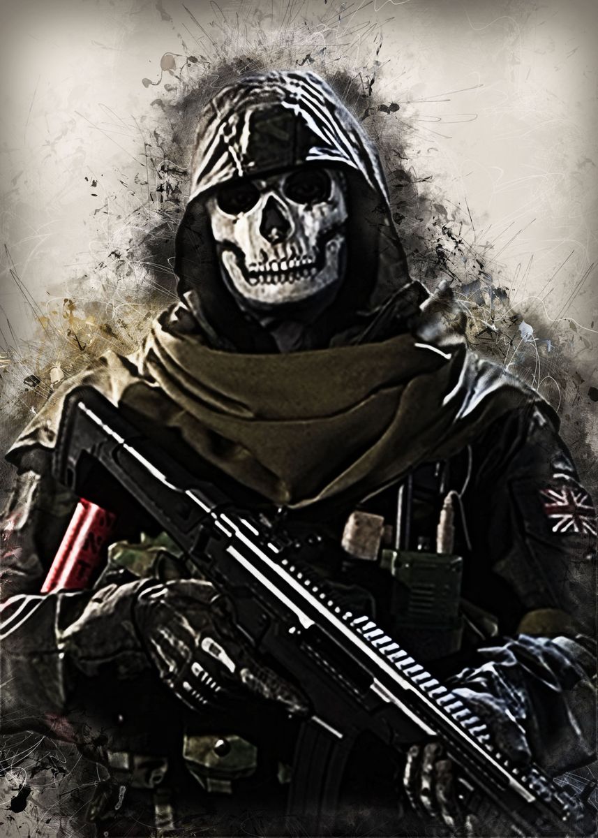 COD Warzone Ghost 1' Metal Poster .displate.com · In stock