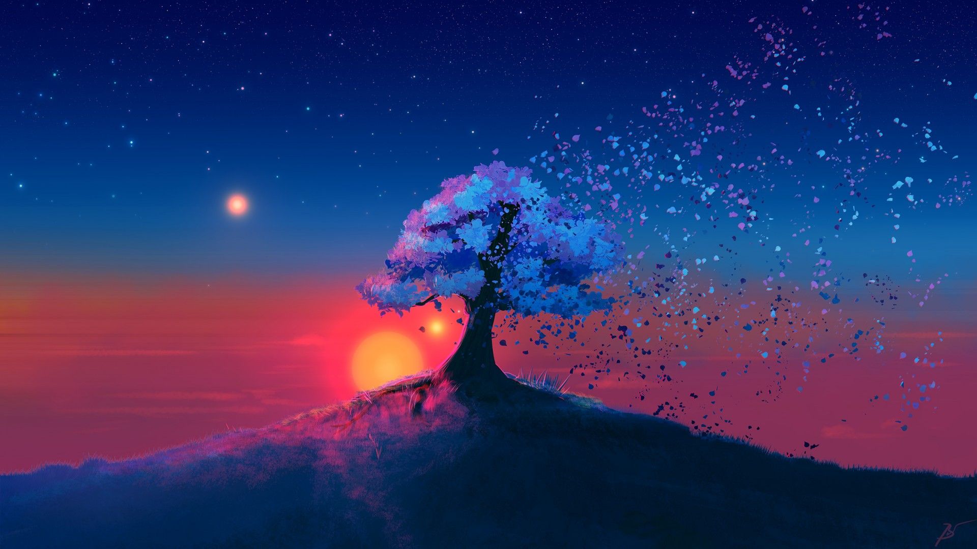 Mystic Tree Sunset Wallpaper 1920×1080 .reddit.com