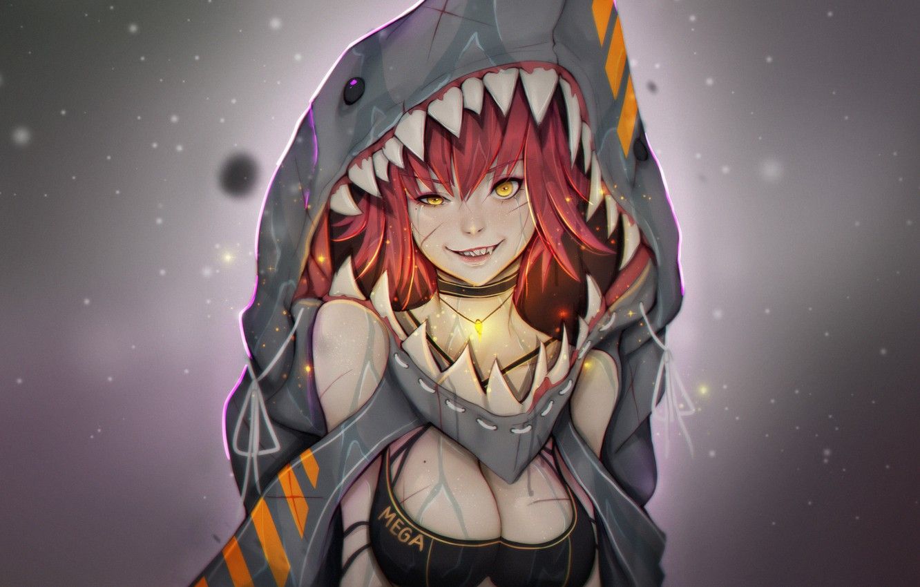 Anime Girl In A Shark Hoodie by LittleNeonKitten on DeviantArt