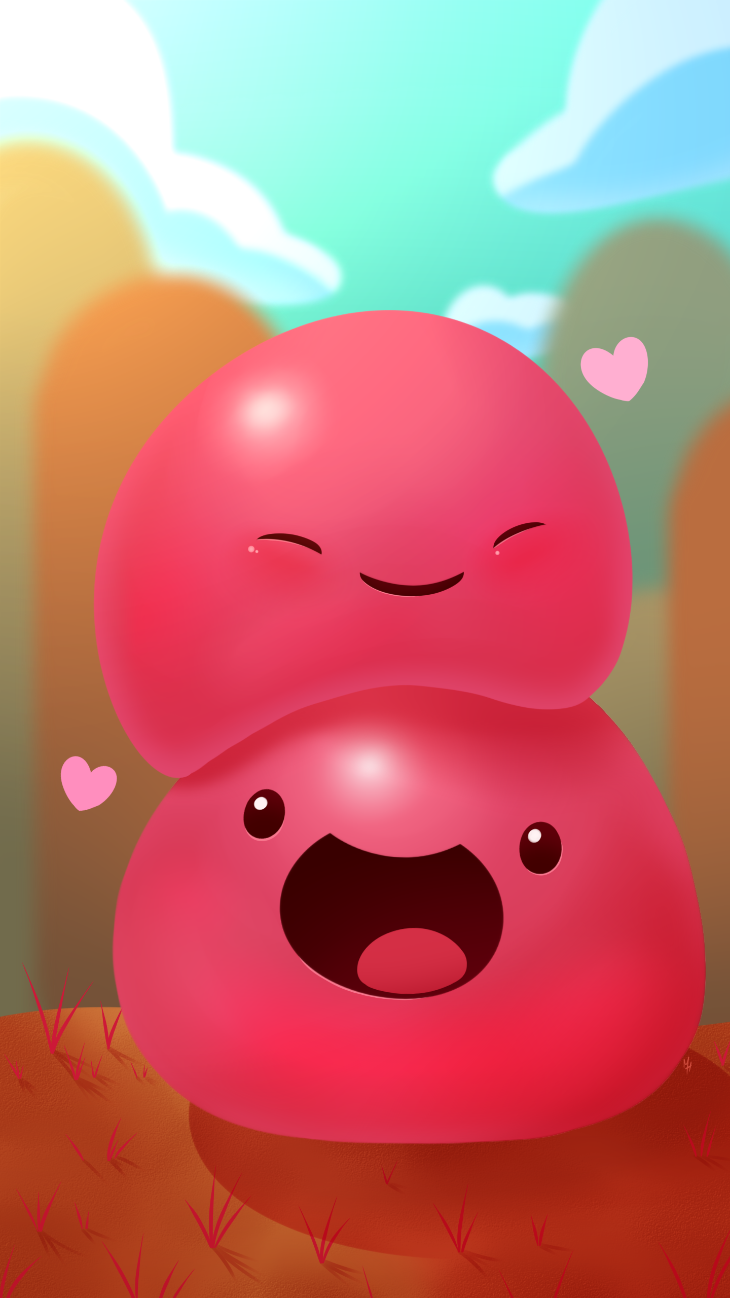 Pink Slime Friends! 2K Resolution Phone Wallpaper (Made by me)