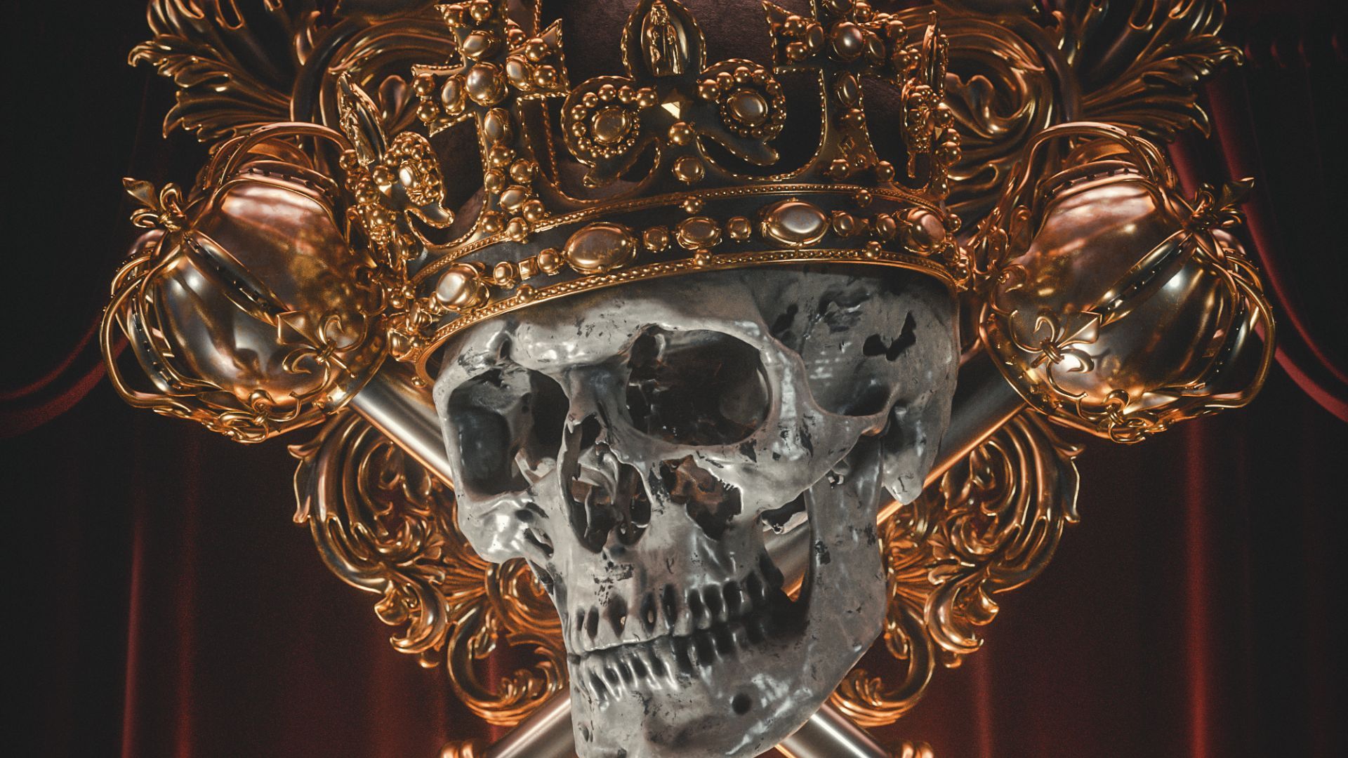 Обои череп с короной