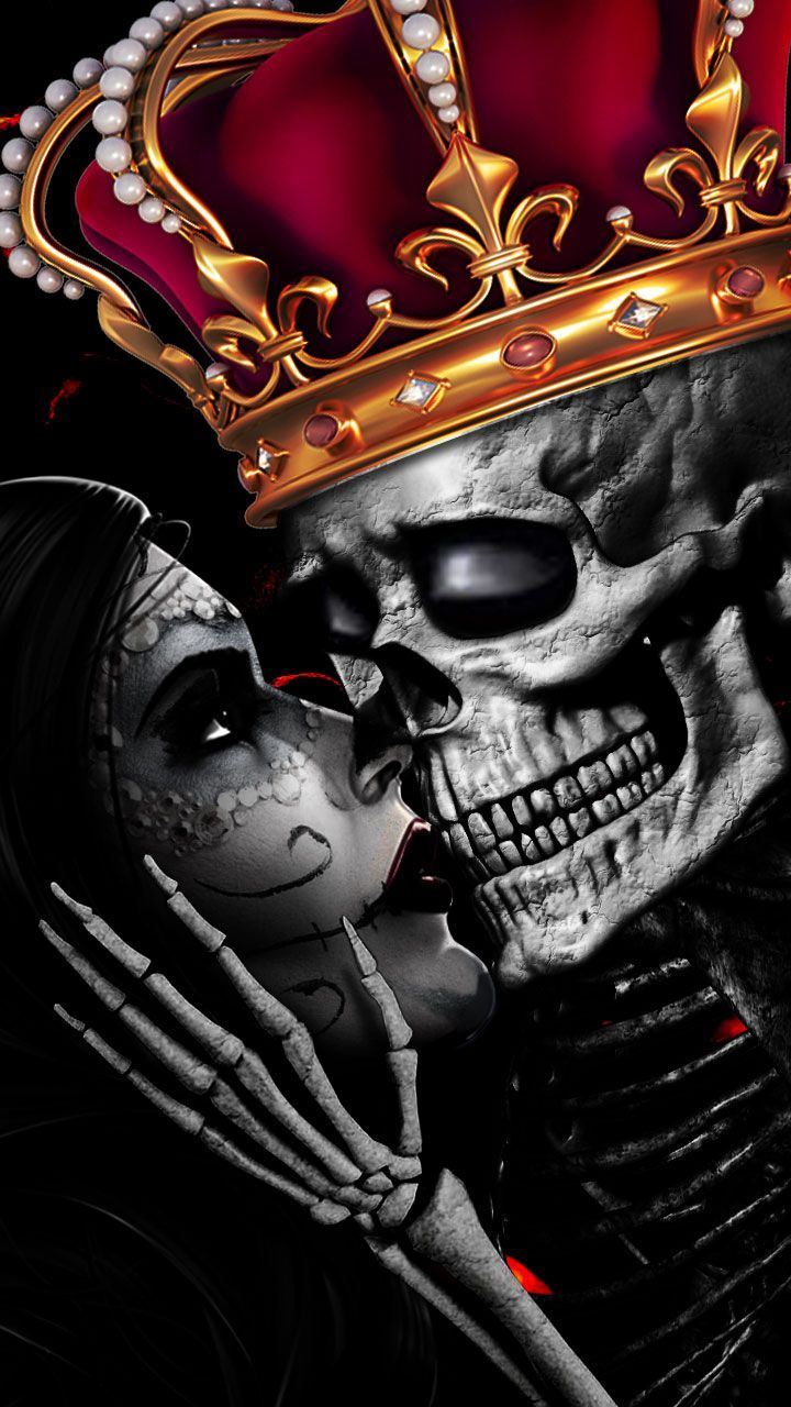 love romance. Skull kiss crown art .com