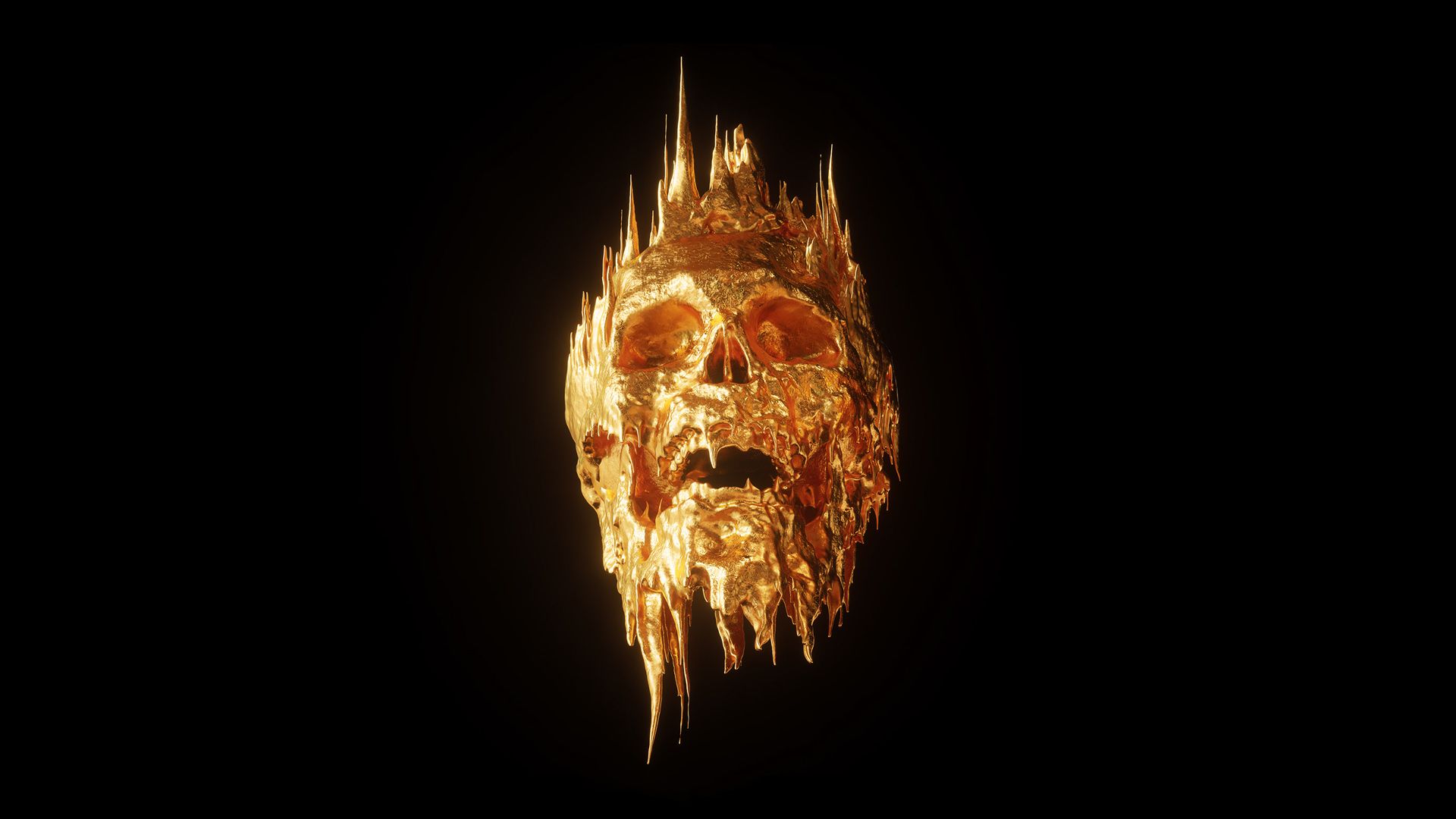 Billelis Gold Black Background Skull .wallha.com