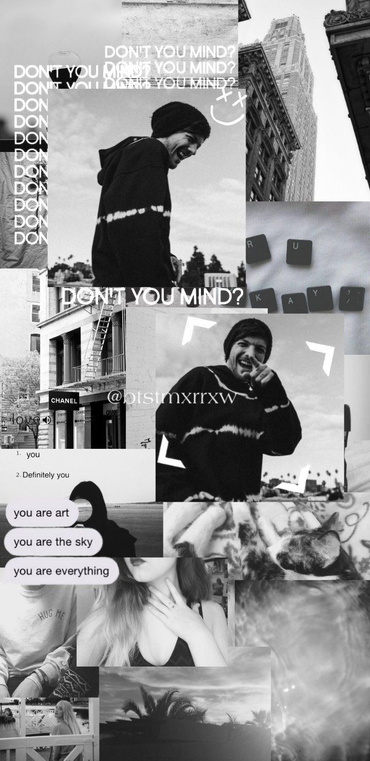 Louis Tomlinson Aesthetic Wallpaper Collages Black and White 