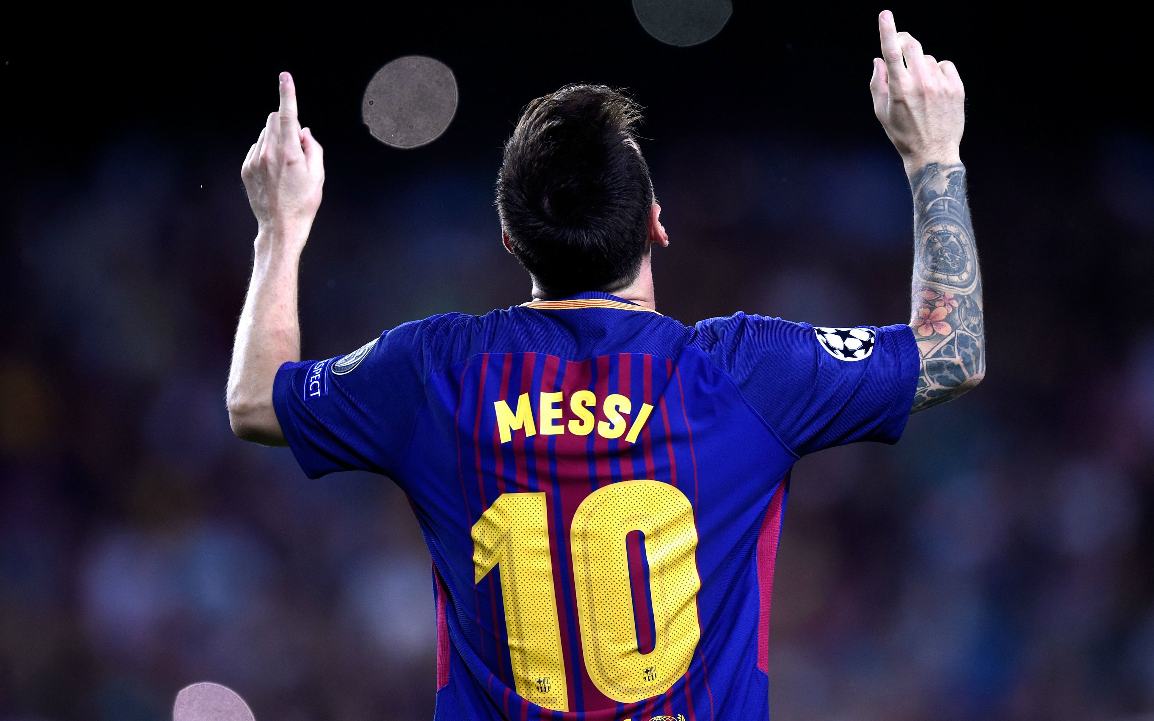 Download Wallpaper Lionel Messi, Goal, Barcelona, Spain, T Shirt, 10 Number, La Liga, Leo Messi, Argentina For Desktop With Resolution 3840x2400. High Quality HD Picture Wallpaper