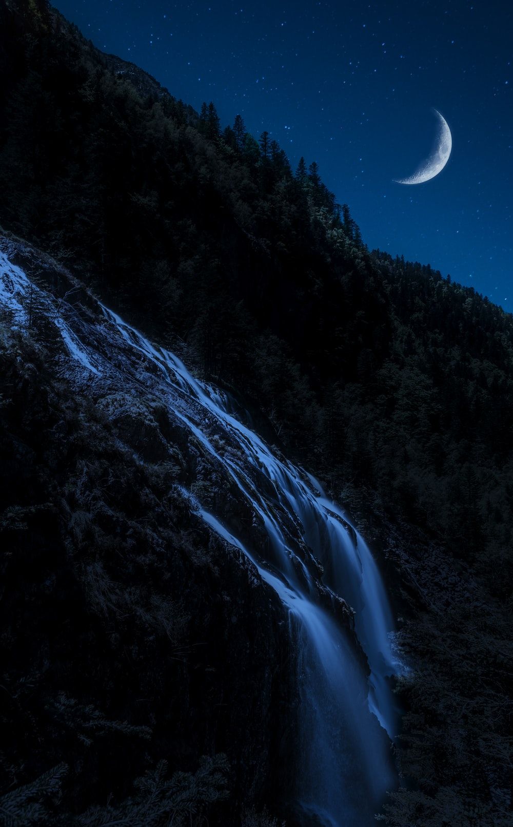 Waterfall At Night Picture. Download .com