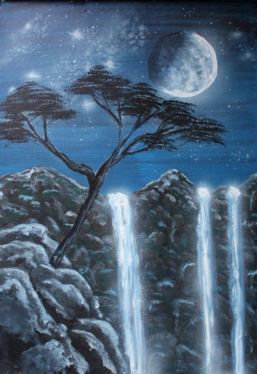 waterfalls #moon #fullmoon #starrynight .com