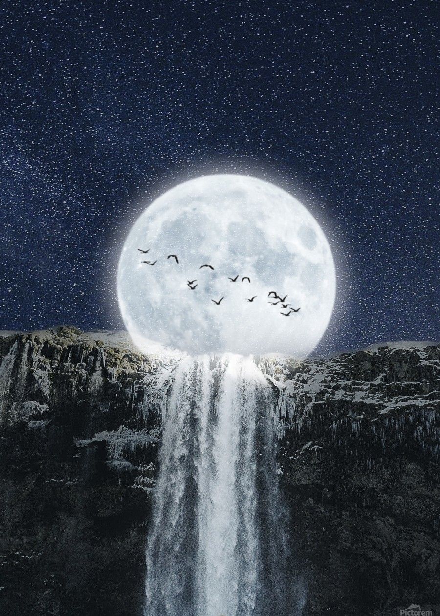 Moon Waterfall Fantasy Paradigmspictorem.com · In stock