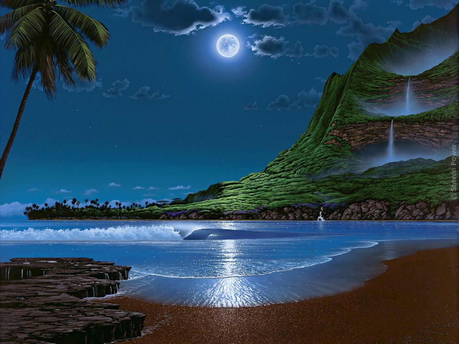 Artistic Digital Art Moon Moonlight .wallha.com
