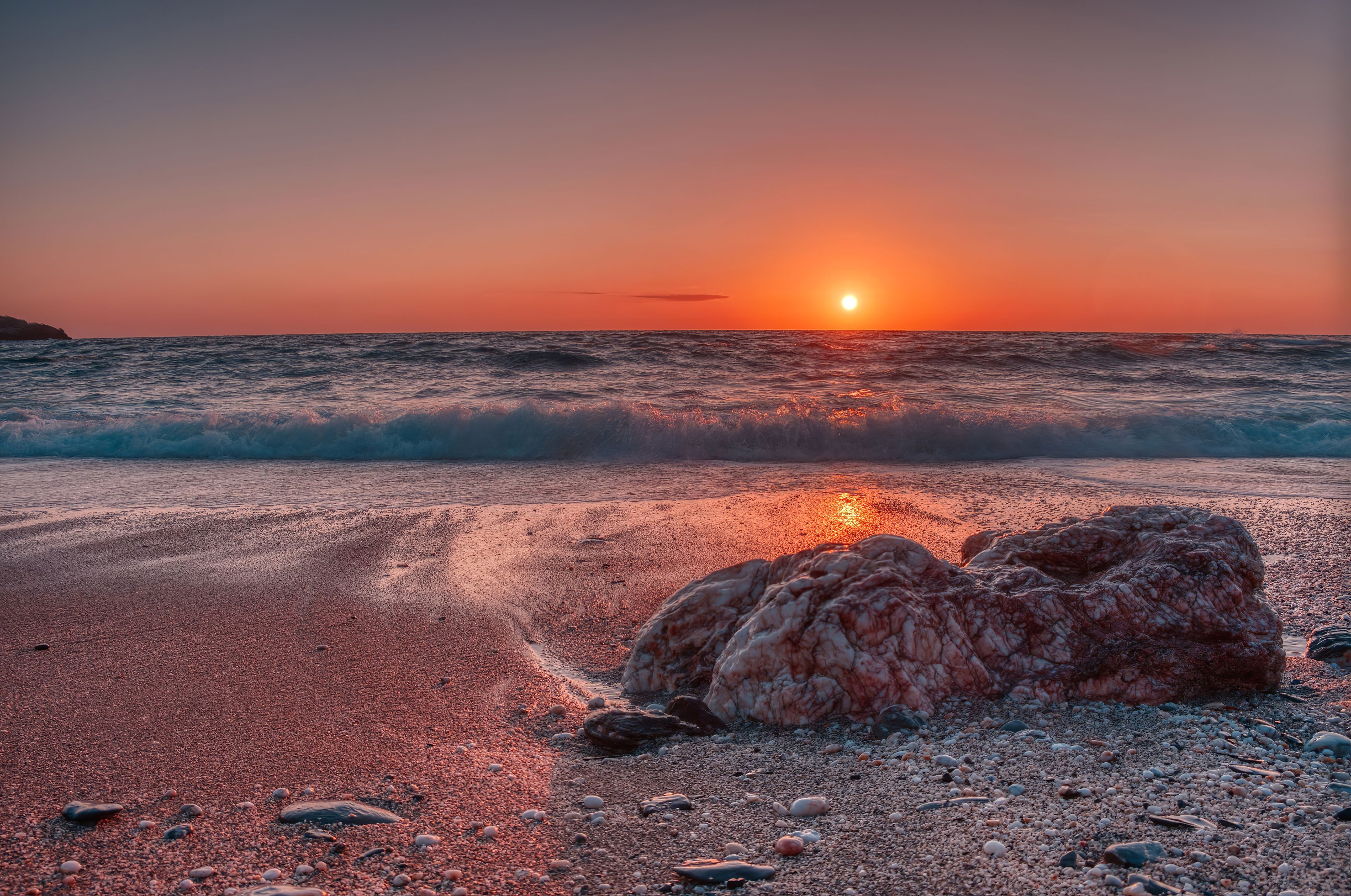 Sea Beach Sunset 4k 2048x1152 .hdqwalls.com