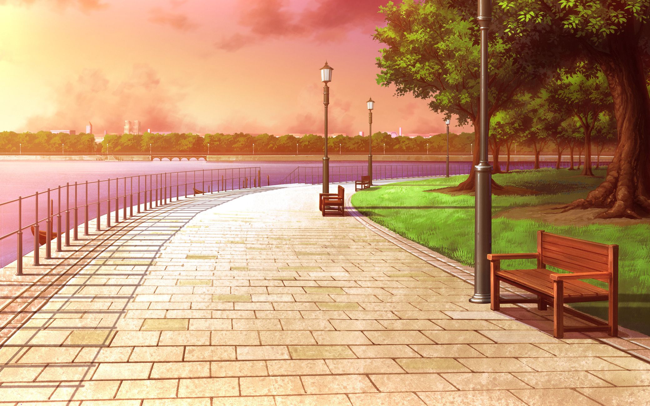 Картинки фон город аниме