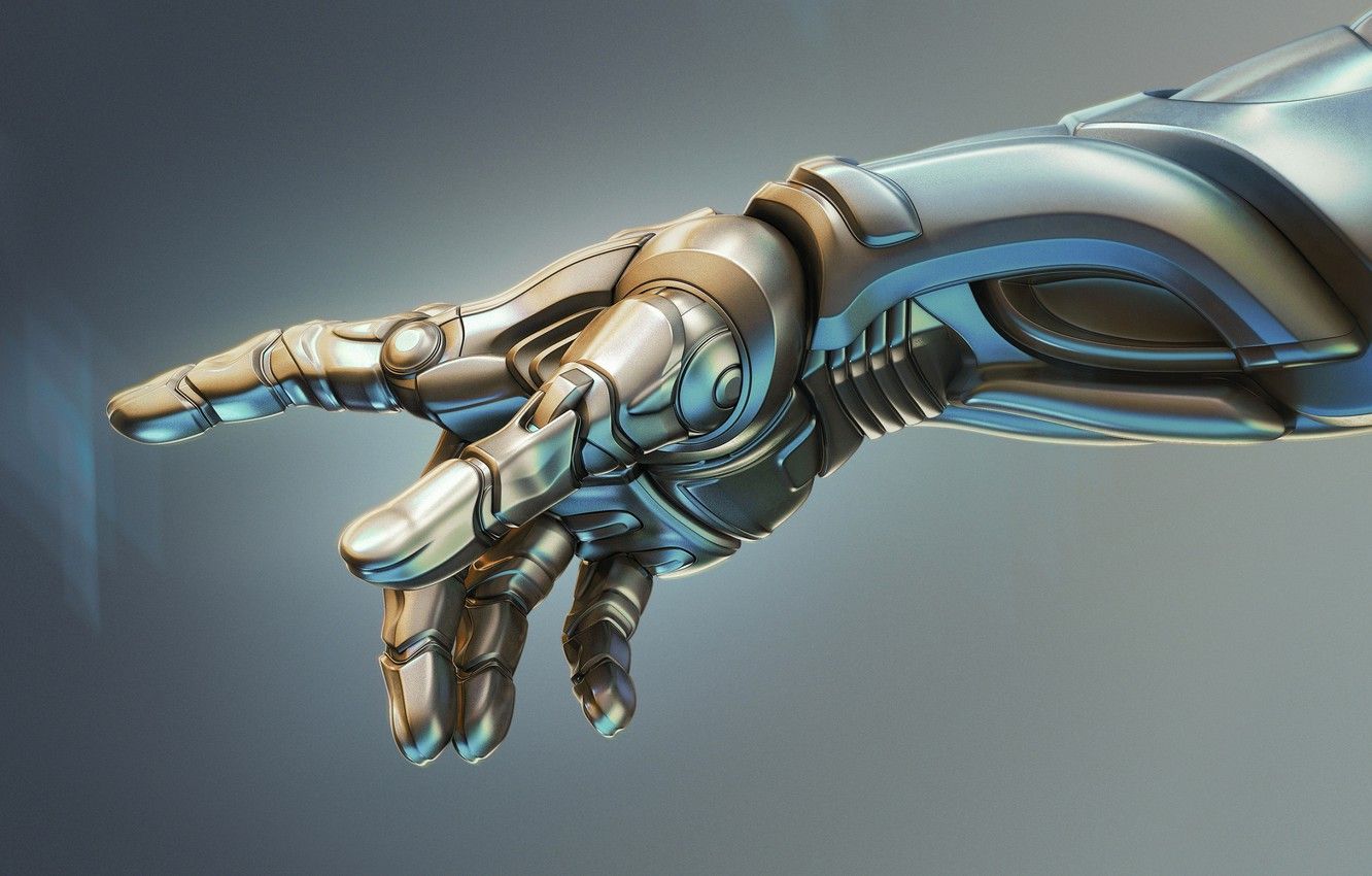 Wallpaper mechanism, robot, hand, cyborg image for desktop, section фантастика