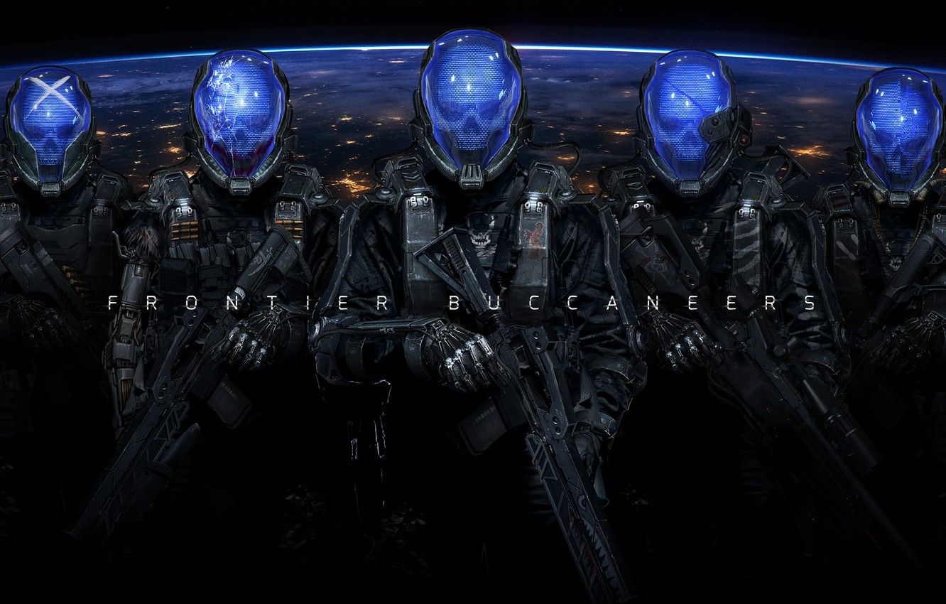 Wallpaper weapons, fiction, the suit, soldiers, skull, helmet, cyborg, cyberpunk image for desktop, section фантастика