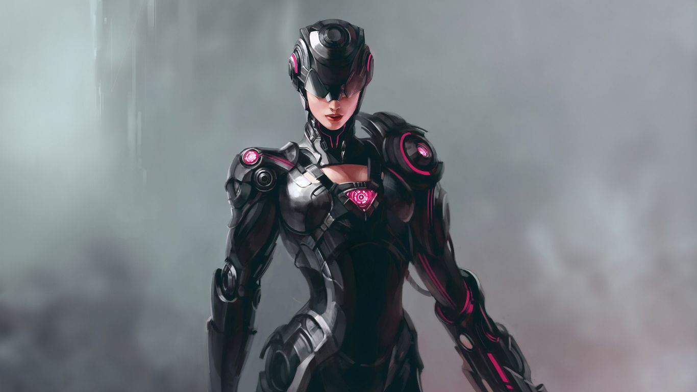 Cyborg Girl 1366x768 .hdqwalls.com